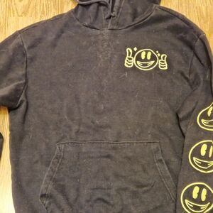 Black Hoodie with Yellow Smiley Face Design